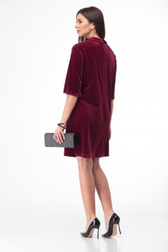 Платье прямого силуэта из бархатной ткани с воротником Anelli 619 бордо - фото 2