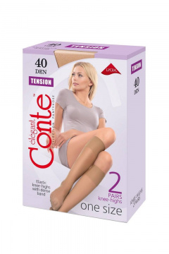 Гольфы эластичные с уплотненной резинкой бежевые CONTE Tension_40_гольфы_ (2_пары)_ 23-25_Natural - фото 3