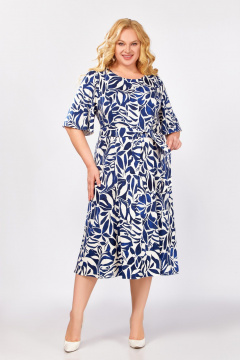 Платье Swallow 854 сине-молочный_принт - фото 5