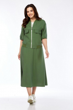 Бомбер, майка, юбка Милора-стиль 1333 зеленый - фото 5