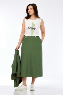 Бомбер, майка, юбка Милора-стиль 1333 зеленый - фото 3