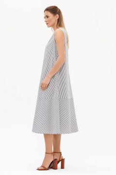 Платье Nelva 51726 молочный, серая полоска - фото 5