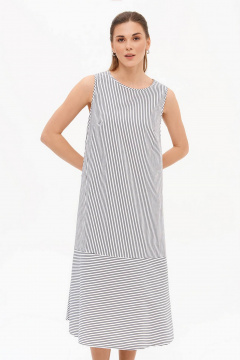 Платье Nelva 51726 молочный, серая полоска - фото 1