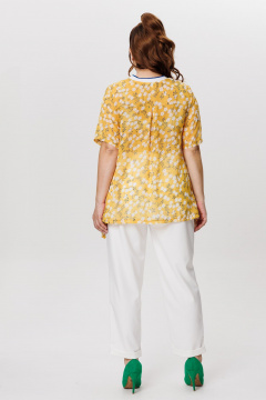 Блуза, брюки Michel chic 1415 горчичный-белый - фото 2