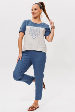 Блуза, брюки Galean Style 977 синий - фото 3