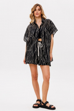 Блуза, шорты EOLA 2853 черный_бежевый_принт - фото 2