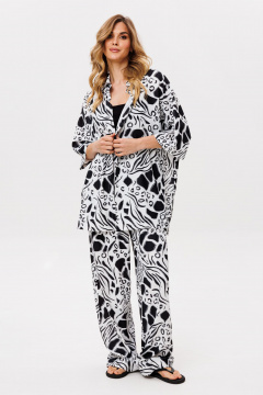 Блуза, брюки EOLA 2858 молочный_черный_принт - фото 1