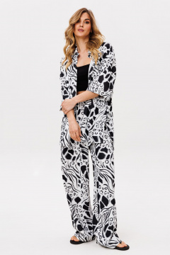 Блуза, брюки EOLA 2858 молочный_черный_принт - фото 3
