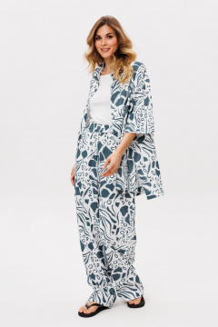 Блуза, брюки EOLA 2858 молочный_синий_принт - фото 3