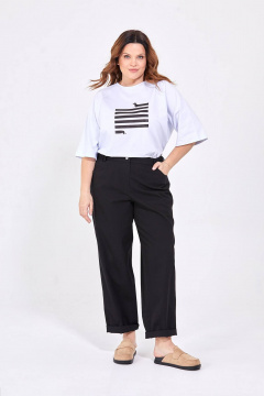 Джемпер oversize спущенные плечи с печатью и неровной линией Rivoli 6036 - фото 3