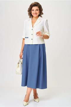 Жакет, юбка Aira Style 24123 молочно-синий - фото 1