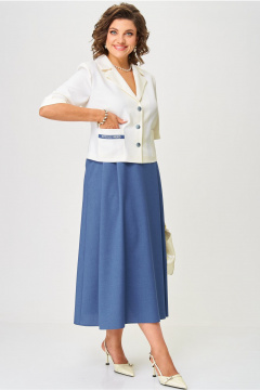Жакет, юбка Aira Style 24123 молочно-синий - фото 5