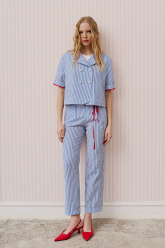 Брюки, жакет Lokka 1652 голубой/белая_полоска - фото 1