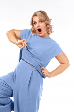 Блуза, брюки Ольга Стиль С-928 голубой - фото 3