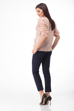 Очаровательная блуза из тончайшего полотна с драпировками Anelli 807 пудра - фото 4