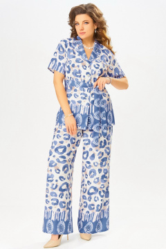 Блуза, брюки Fita 3081 бежево-синий - фото 1