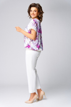 Блуза Swallow 839.2 молочный/лилово-серые_лилии - фото 5