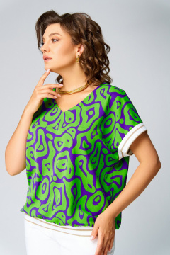 Блуза Swallow 839.5 салатово-фиолетовый_принт - фото 5