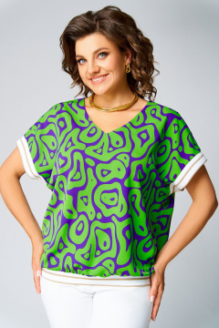 Блуза Swallow 839.5 салатово-фиолетовый_принт - фото 3