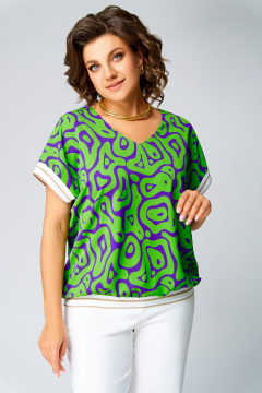 Блуза Swallow 839.5 салатово-фиолетовый_принт - фото 1