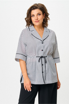 Брюки, жакет Орхидея 1573 черно_белый_горох_черный - фото 4