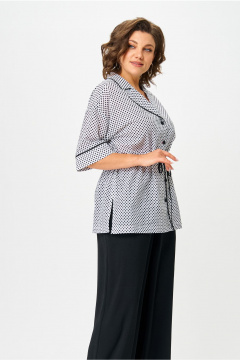 Брюки, жакет Орхидея 1573 черно_белый_горох_черный - фото 3