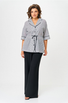 Брюки, жакет Орхидея 1573 черно_белый_горох_черный - фото 2