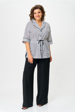 Брюки, жакет Орхидея 1573 черно_белый_горох_черный - фото 1