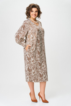 Платье из мягкой вискозной ткани с карманами и разрезами Swallow 663 принт_рыжая_зебра - фото 4