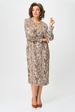 Платье из мягкой вискозной ткани с карманами и разрезами Swallow 663 принт_рыжая_зебра - фото 2