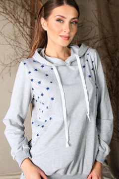 Джемпер с капюшоном и рельефами из футера с карманами Verally 429-1 звезды - фото 1