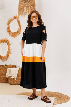 Платье INVITE 4094 черный+оранжевый - фото 1