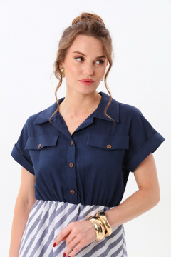 Платье NikVa 969-1 индиго+сине-белая полоска - фото 3