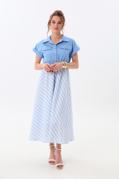 Платье NikVa 969-2 голубой+бело-голубая полоска - фото 5