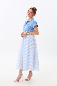 Платье NikVa 969-2 голубой+бело-голубая полоска - фото 4