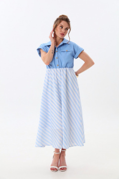 Платье NikVa 969-2 голубой+бело-голубая полоска - фото 2