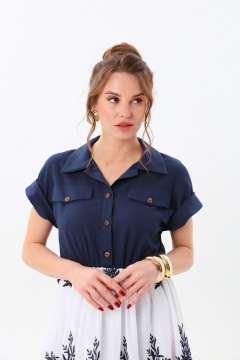 Платье NikVa 969-3 индиго+белый - фото 3