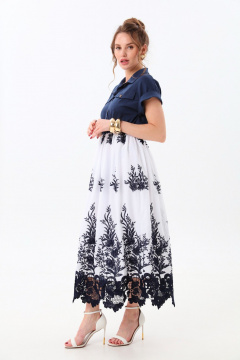 Платье NikVa 969-3 индиго+белый - фото 5