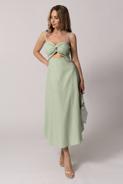 Летнее платье на бретелях с перекрученным лифом и расклешенной юбкой Golden Valley 4937-2 светло-зеленый - фото 1
