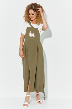 Платье Euromoda 610 хаки/белый - фото 5