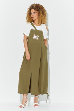 Платье Euromoda 610 хаки/белый - фото 4