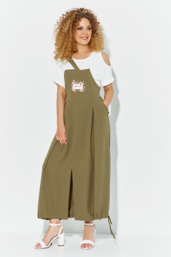 Платье Euromoda 610 хаки/белый - фото 1