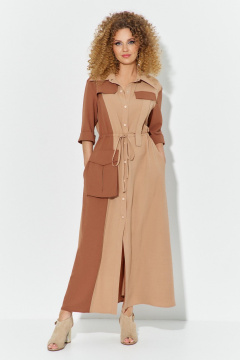 Платье Euromoda 606 бежевый/коричневый - фото 1