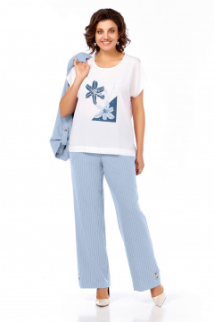 Блуза, брюки, жакет Ольга Стиль С-929 голубой - фото 3