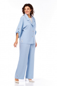 Блуза, брюки, жакет Ольга Стиль С-929 голубой - фото 2