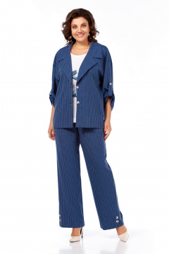 Блуза, брюки, жакет Ольга Стиль С-929 синий - фото 1