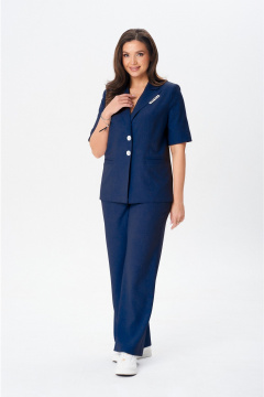 Брюки, жакет Vilena 1076 синий_меланж - фото 1