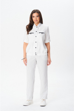 Брюки, жакет Vilena 1079 белый_белый-полоска - фото 1