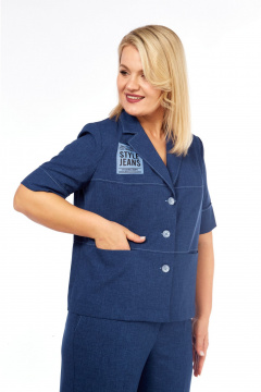 Брюки, жакет Vilena 1083 синий_меланж - фото 5