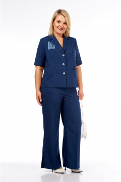 Брюки, жакет Vilena 1083 синий_меланж - фото 1